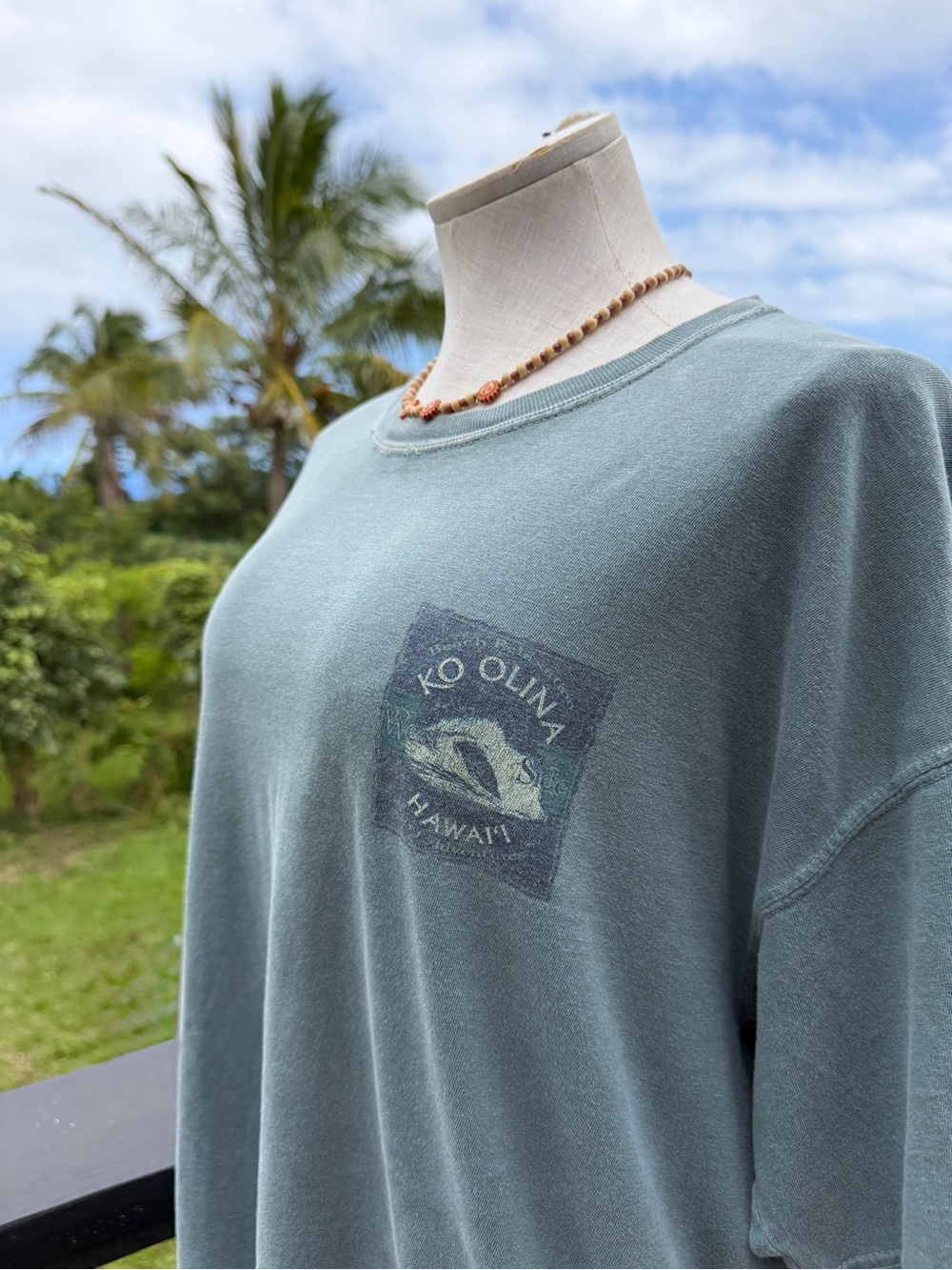 Ko Olina Hawaii West Side Surf Adventure Graphic T-Shirt XL Faded Blue Green